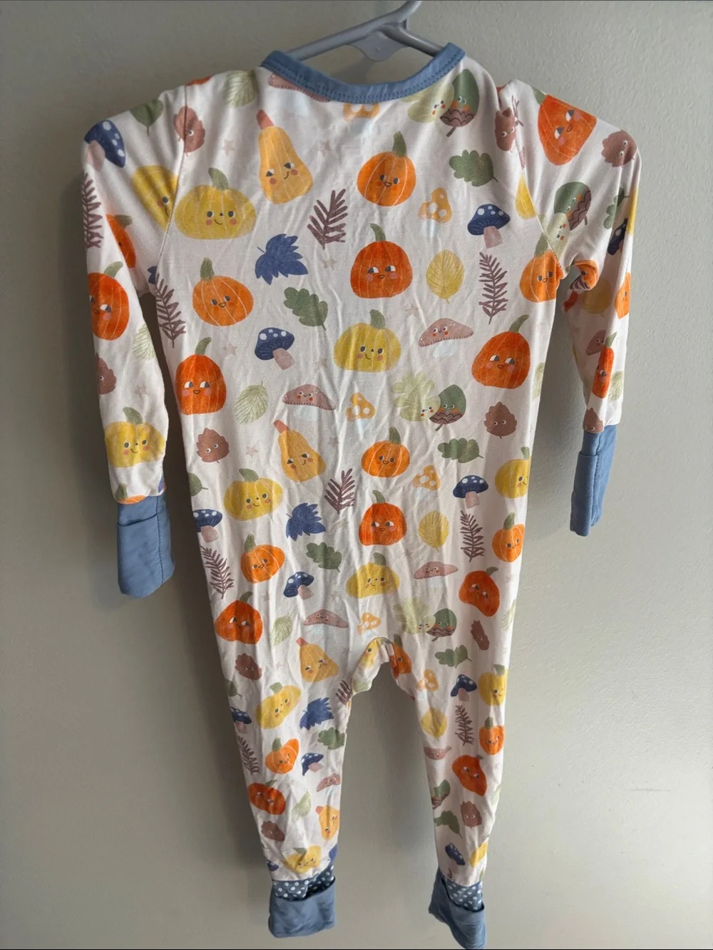 Angel Dear Bamboo Convertible Footie 6-12M Autumn Pumpkins Halloween Fall